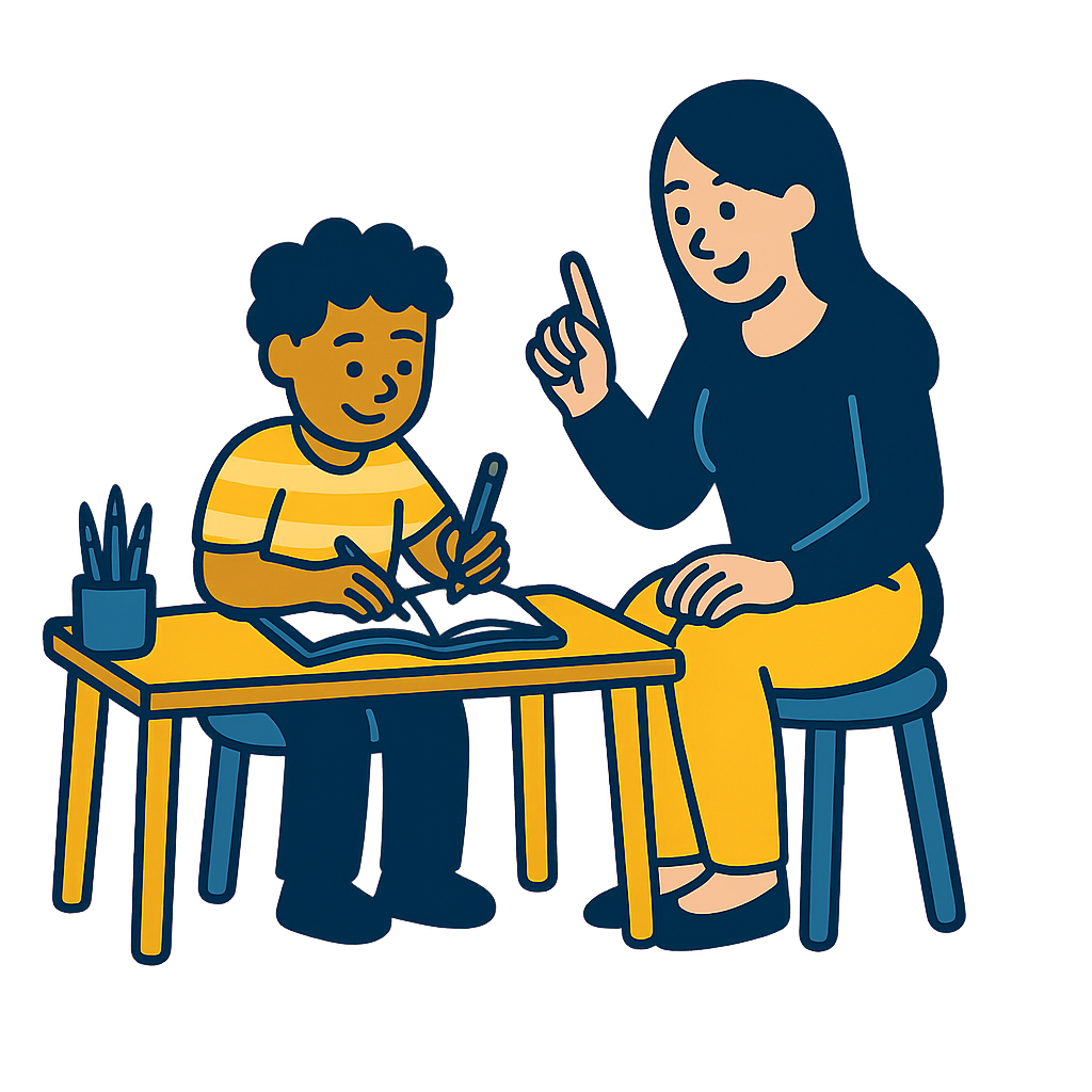 MrTeach tutor working one-on-one with a student at a table